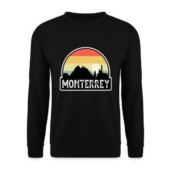 Monterrey Mexiko Flagge Skyline Reisesouvenir - Unisex Pullover - Schwarz - Vorne - Alina (178cm) & Michal (187cm)