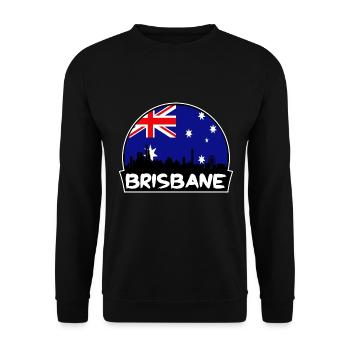 Brisbane Australien Flagge Skyline Silhouette Reisen - Unisex Pullover - Schwarz - Vorne - Alina (178cm) & Michal (187cm)