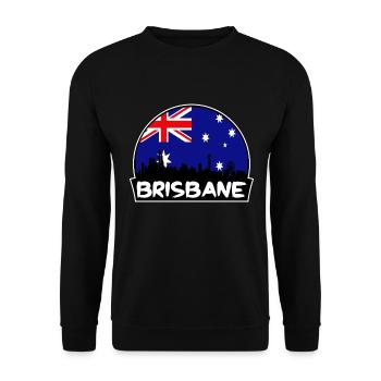 Brisbane Australien Flagge Skyline Silhouette Reisen - Unisex Pullover - Schwarz - Vorne - Alina (178cm) & Michal (187cm)