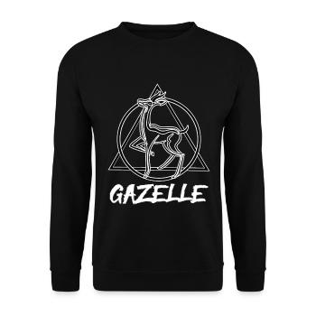 Federleichte Gazelle Savannentier - Unisex Pullover - Schwarz - Vorne - Alina (178cm) & Michal (187cm)