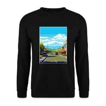 San Jose Kalifornien Vintage Reiseposter Souvenir - Unisex Pullover - Schwarz - Vorne - Alina (178cm) & Michal (187cm)