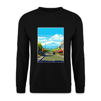 San Jose Kalifornien Vintage Reiseposter Souvenir - Unisex Pullover - Schwarz - Vorne - Alina (178cm) & Michal (187cm)