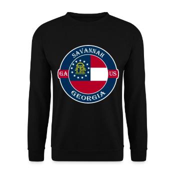 Savannah Georgia Flagge USA Reise Souvenir Abzeichen - Unisex Pullover - Schwarz - Vorne - Alina (178cm) & Michal (187cm)