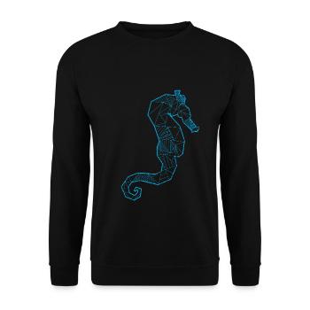 Anmutiges Seepferdchen Korallenriff - Unisex Pullover - Schwarz - Vorne - Alina (178cm) & Michal (187cm)