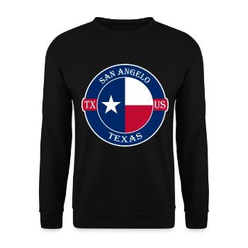 San Angelo Texas Flagge USA Reise Souvenir Abzeichen - Unisex Pullover - Schwarz - Vorne - Alina (178cm) & Michal (187cm)