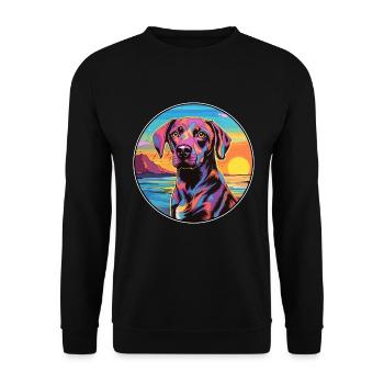 Braque Auvergne Hunderasse Bunte Karikatur Waterco - Unisex Pullover - Schwarz - Vorne - Alina (178cm) & Michal (187cm)