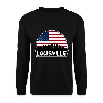 Louisville Kentucky USA Flagge Skyline Silhouette Tr - Unisex Pullover - Schwarz - Vorne - Alina (178cm) & Michal (187cm)