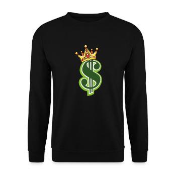 Money King – Cash & Hustle Streetwear Motiv - Unisex Pullover - Schwarz - Vorne - Alina (178cm) & Michal (187cm)