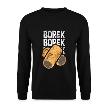 Knuspriges Borek Teigrolle - Unisex Pullover - Schwarz - Vorne - Alina (178cm) & Michal (187cm)