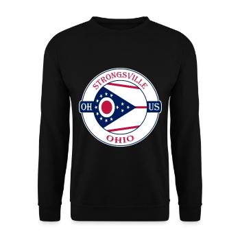 Strongsville Ohio Flagge USA Reise Souvenir Abzeichen - Unisex Pullover - Schwarz - Vorne - Alina (178cm) & Michal (187cm)