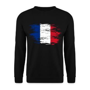 Frankreich Flagge used - Unisex Pullover - Schwarz - Vorne - Alina (178cm) & Michal (187cm)