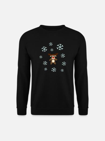 Rentier im Schnee Elche Schneeflocke Weihnachten - Unisex Pullover - Schwarz