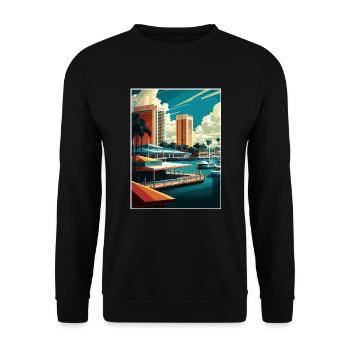 Fort Lauderdale Florida Vintage Reiseposter WPA - Unisex Pullover - Schwarz - Vorne - Alina (178cm) & Michal (187cm)