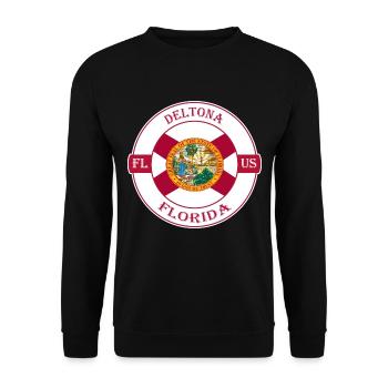 Deltona Florida Flagge USA Reise Souvenir Abzeichen - Unisex Pullover - Schwarz - Vorne - Alina (178cm) & Michal (187cm)
