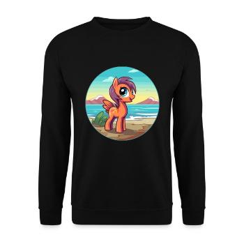 ponny aquarell cartoon kawaii clipart tier - Unisex Pullover - Schwarz - Vorne - Alina (178cm) & Michal (187cm)
