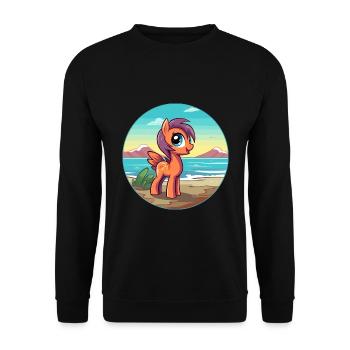 ponny aquarell cartoon kawaii clipart tier - Unisex Pullover - Schwarz - Vorne - Alina (178cm) & Michal (187cm)