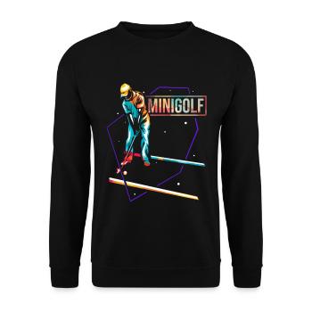 Zielsicherer Minigolf Turnierprofi - Unisex Pullover - Schwarz - Vorne - Alina (178cm) & Michal (187cm)