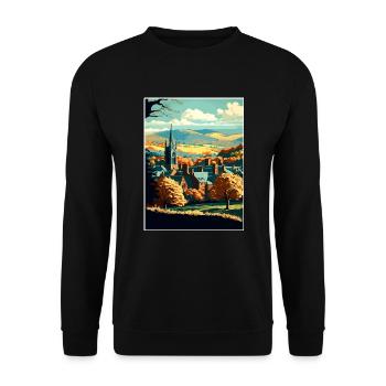 Tolles Malvern England Vintage Reiseposter WPA - Unisex Pullover - Schwarz - Vorne - Alina (178cm) & Michal (187cm)