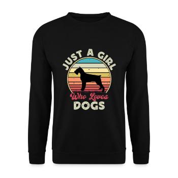 Riesenschnauzer Hund Liebe Silhouette Vintage Sonnenuntergang - Unisex Pullover - Schwarz - Vorne - Alina (178cm) & Michal (187cm)
