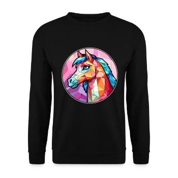 ponny buntes Buntes Cartoon-Kawaii-Tier - Unisex Pullover - Schwarz - Vorne - Alina (178cm) & Michal (187cm)