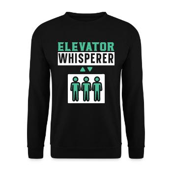Aufzugflüsterer Installateur Bediener Aufzug - Unisex Pullover - Schwarz - Vorne - Alina (178cm) & Michal (187cm)