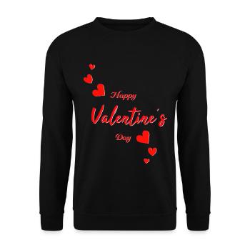 Valentine Happy Valentine - Unisex Pullover - Schwarz - Vorne - Alina (178cm) & Michal (187cm)