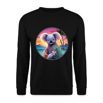 Koala Buntes Aquarell Cartoon Kawaii Tier - Unisex Pullover - Schwarz - Vorne - Alina (178cm) & Michal (187cm)