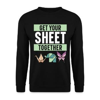 Nimm dein Blatt zusammen Papierkunst Japanische Ku - Unisex Pullover - Schwarz - Vorne - Alina (178cm) & Michal (187cm)