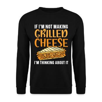 Wenn ich nicht gerade gegrillten Käse mache, dann - Unisex Pullover - Schwarz - Vorne - Alina (178cm) & Michal (187cm)