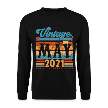 Mai 2021, Vintage-Geburtstagsgeschenk Mai 2021. - Unisex Pullover - Schwarz - Vorne - Alina (178cm) & Michal (187cm)