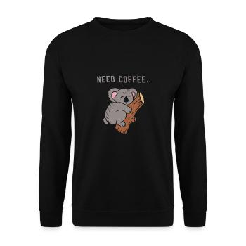 Kaffee Spruch Koalabär - Unisex Pullover - Schwarz - Vorne - Alina (178cm) & Michal (187cm)