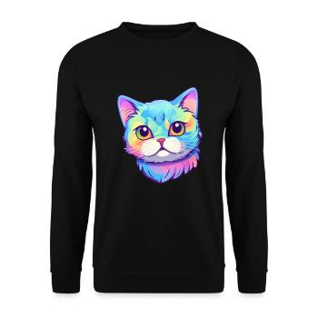 Brasilianische Kurzhaarkatze Aquarell Karikatur Kawaii - Unisex Pullover - Schwarz - Vorne - Alina (178cm) & Michal (187cm)