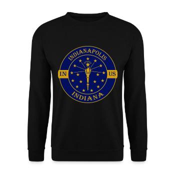 Indianapolis Indiana Flagge USA Souvenir Abzeichen - Unisex Pullover - Schwarz - Vorne - Alina (178cm) & Michal (187cm)