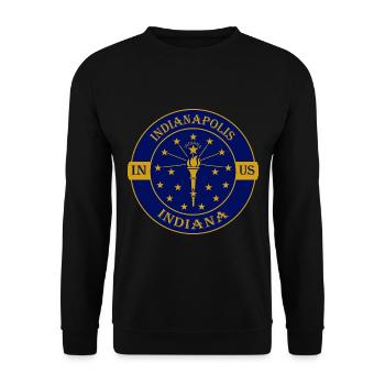 Indianapolis Indiana Flagge USA Souvenir Abzeichen - Unisex Pullover - Schwarz - Vorne - Alina (178cm) & Michal (187cm)