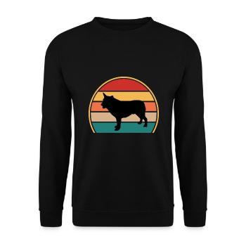 Australian Cattle Dog Love Silhouette Retro Sonnenuntergang - Unisex Pullover - Schwarz - Vorne - Alina (178cm) & Michal (187cm)