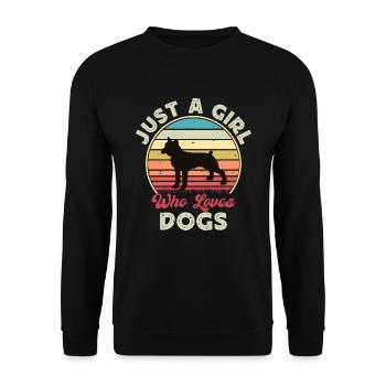 Boxer Hund Silhouette Vintage Sonnenuntergang für Hundeliebhaber - Unisex Pullover - Schwarz - Vorne - Alina (178cm) & Michal (187cm)