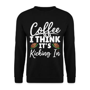 Kaffee, ich glaube, er fängt an zu wirken Tarsierf - Unisex Pullover - Schwarz - Vorne - Alina (178cm) & Michal (187cm)