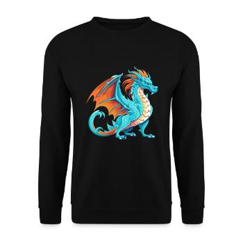 Drache Buntes Aquarell Cartoon Kawaii Tier - Unisex Pullover - Schwarz - Vorne - Alina (178cm) & Michal (187cm)
