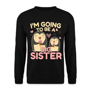 Ich Werde Große Schwester Big Sist - Unisex Pullover - Schwarz - Vorne - Alina (178cm) & Michal (187cm)