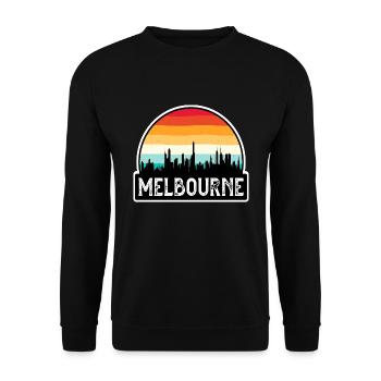 Melbourne Australien Flagge Skyline Reisesouvenir - Unisex Pullover - Schwarz - Vorne - Alina (178cm) & Michal (187cm)