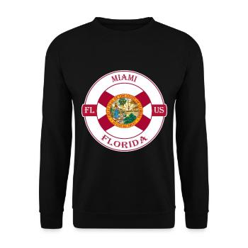 Miami Florida Flagge USA Reise Souvenir Abzeichen - Unisex Pullover - Schwarz - Vorne - Alina (178cm) & Michal (187cm)