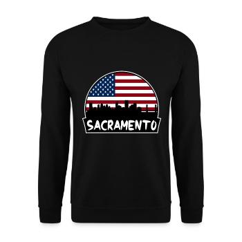 Sacramento Kalifornien USA Flagge Skyline Silhouette - Unisex Pullover - Schwarz - Vorne - Alina (178cm) & Michal (187cm)