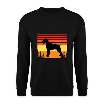 Riesenschnauzer Hund Liebe Silhouette Vintage Sonnenuntergang - Unisex Pullover - Schwarz - Vorne - Alina (178cm) & Michal (187cm)