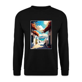 Naxos Griechenland Dekoration Vintage Reise Poster WPA - Unisex Pullover - Schwarz - Vorne - Alina (178cm) & Michal (187cm)