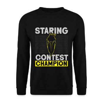 Staring Contest Champion Schuhschnabel Storch Walf - Unisex Pullover - Schwarz - Vorne - Alina (178cm) & Michal (187cm)