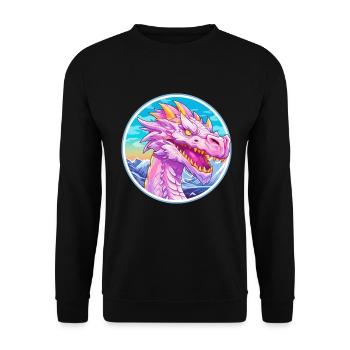 Drache Aquarell Karikatur Kawaii Haustier Tier Farbe - Unisex Pullover - Schwarz - Vorne - Alina (178cm) & Michal (187cm)