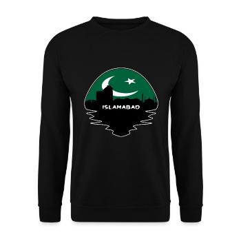 Islamabad Pakistan Flagge Skyline Silhouette Reisen - Unisex Pullover - Schwarz - Vorne - Alina (178cm) & Michal (187cm)
