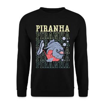 Piranha-Sammler Aquarianer Aquaristik Fischhaltung - Unisex Pullover - Schwarz - Vorne - Alina (178cm) & Michal (187cm)