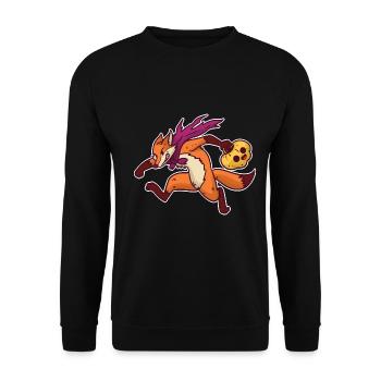 Spukhafter Fuchs im Herbstwald - Unisex Pullover - Schwarz - Vorne - Alina (178cm) & Michal (187cm)