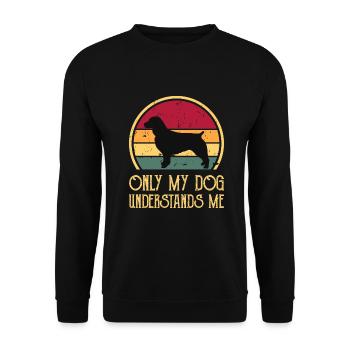 Boykin Spaniel Hund Lover Silhouette Vintage Sonnenuntergang - Unisex Pullover - Schwarz - Vorne - Alina (178cm) & Michal (187cm)